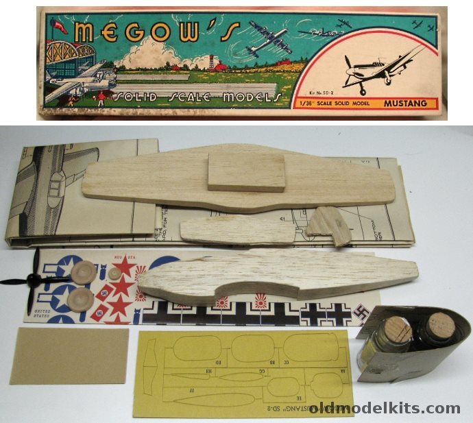 Megow 1/35 P-51B Mustang - Solid Wooden Model, SD-2 plastic model kit